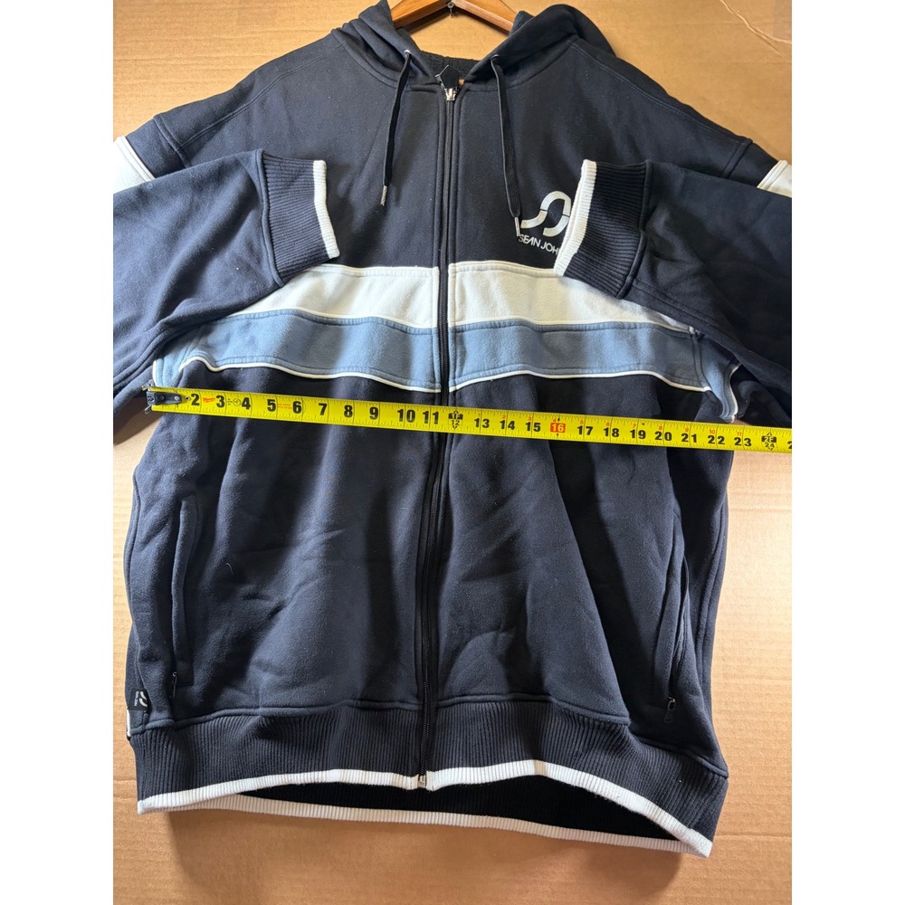 Sean John Tracksuit Set Mens 3XL Navy Blue Full Zip Hoodie Sweatpants Vintag Y2K - Picture 6 of 15